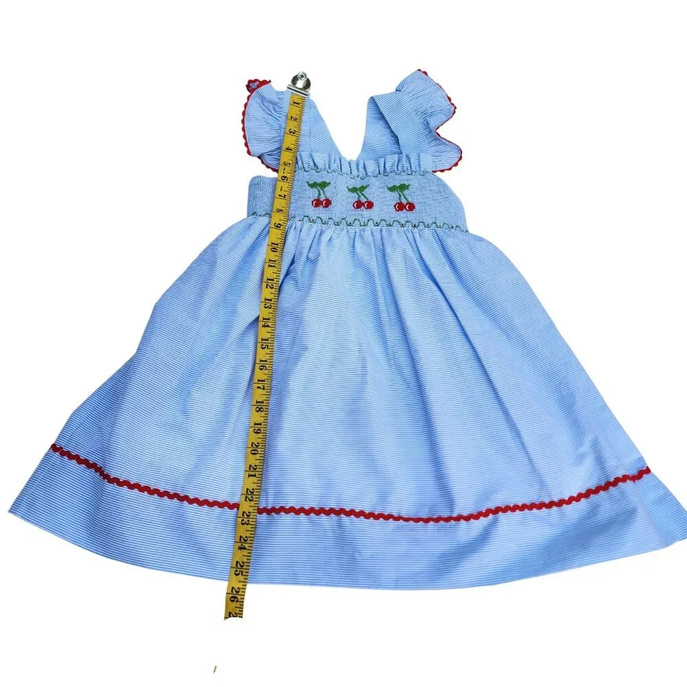 Marco &‎ Lizzy Girl's seersucker Smoked Cherry Jumper Sundress, Size 6